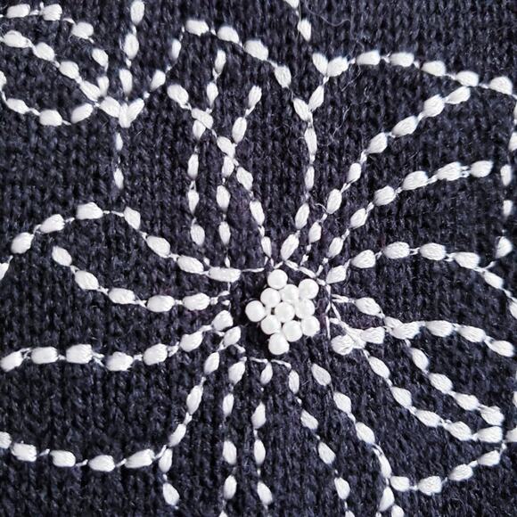 Erika Embroidered Tasseled Cowl Neck Sweater Medium - Picture 7 of 10